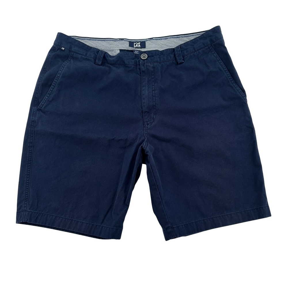 Cutter & Buck Men Size 38 Navy Blue Chino Shorts 100% Cotton Golf Outdoors Soft